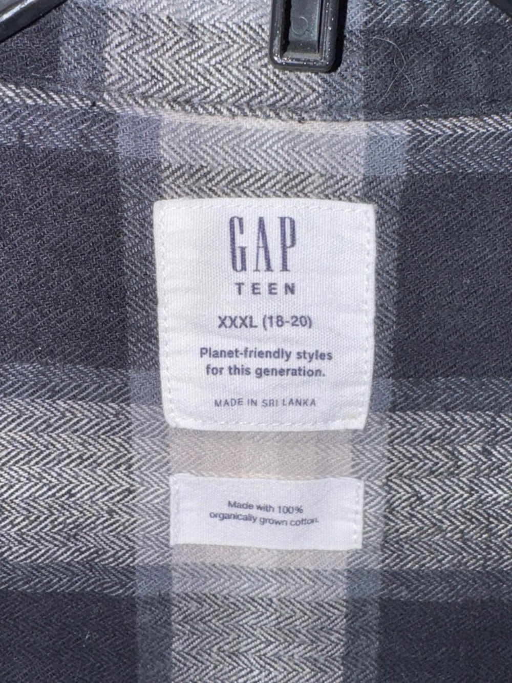 GAP Teen Black & Gray Plaid Button-Up Shirt - Picture 3 of 3